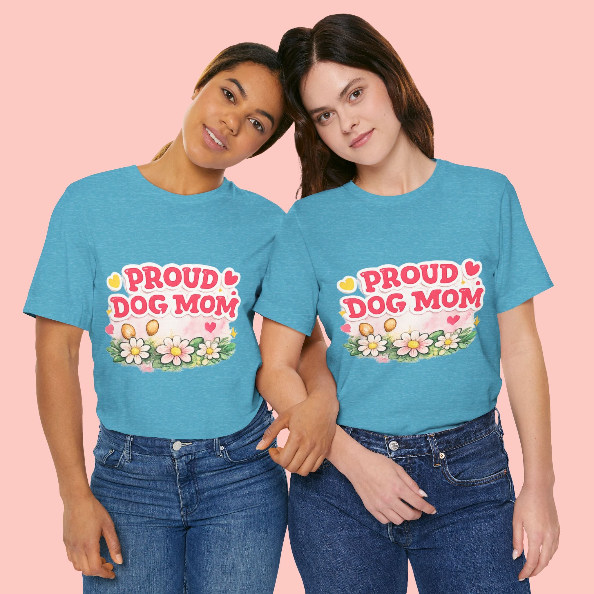 Proud Dog Mom Tee – Floral Retro Heart Design
