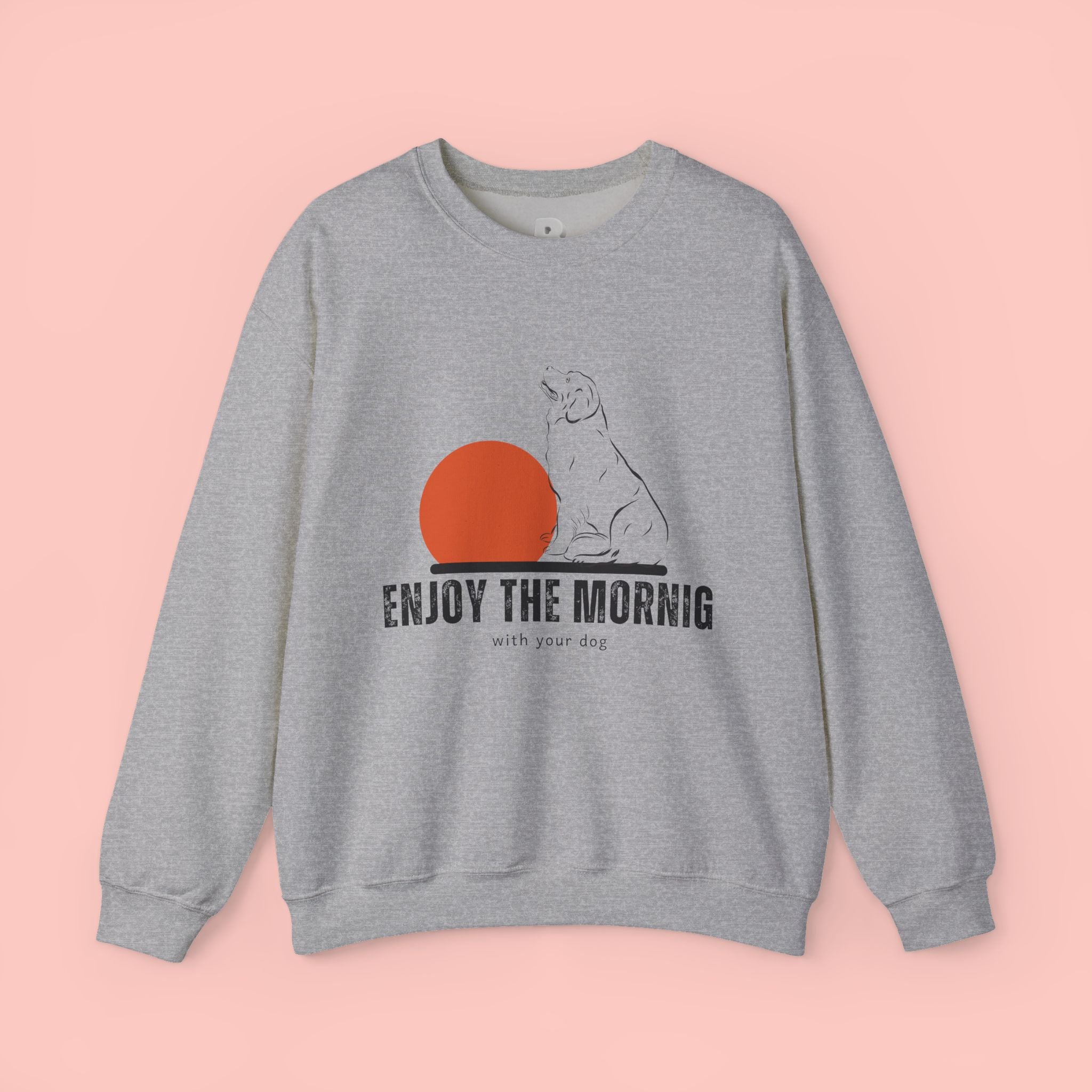 Enjoy the Morning Dog Crewneck Sweatshirt — Sunrise Labrador Graphic