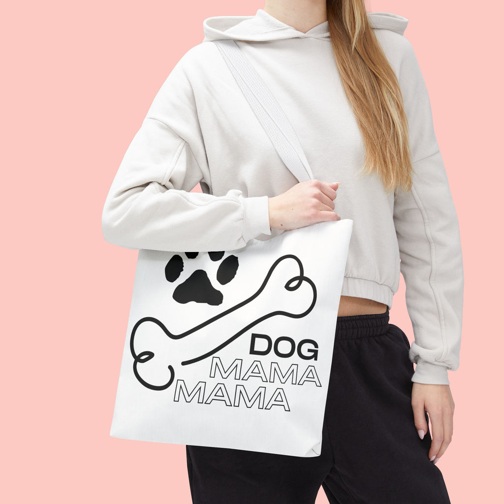 Dog Mama Tote Bag — Paw Print & Bone Graphic Canvas Shopper