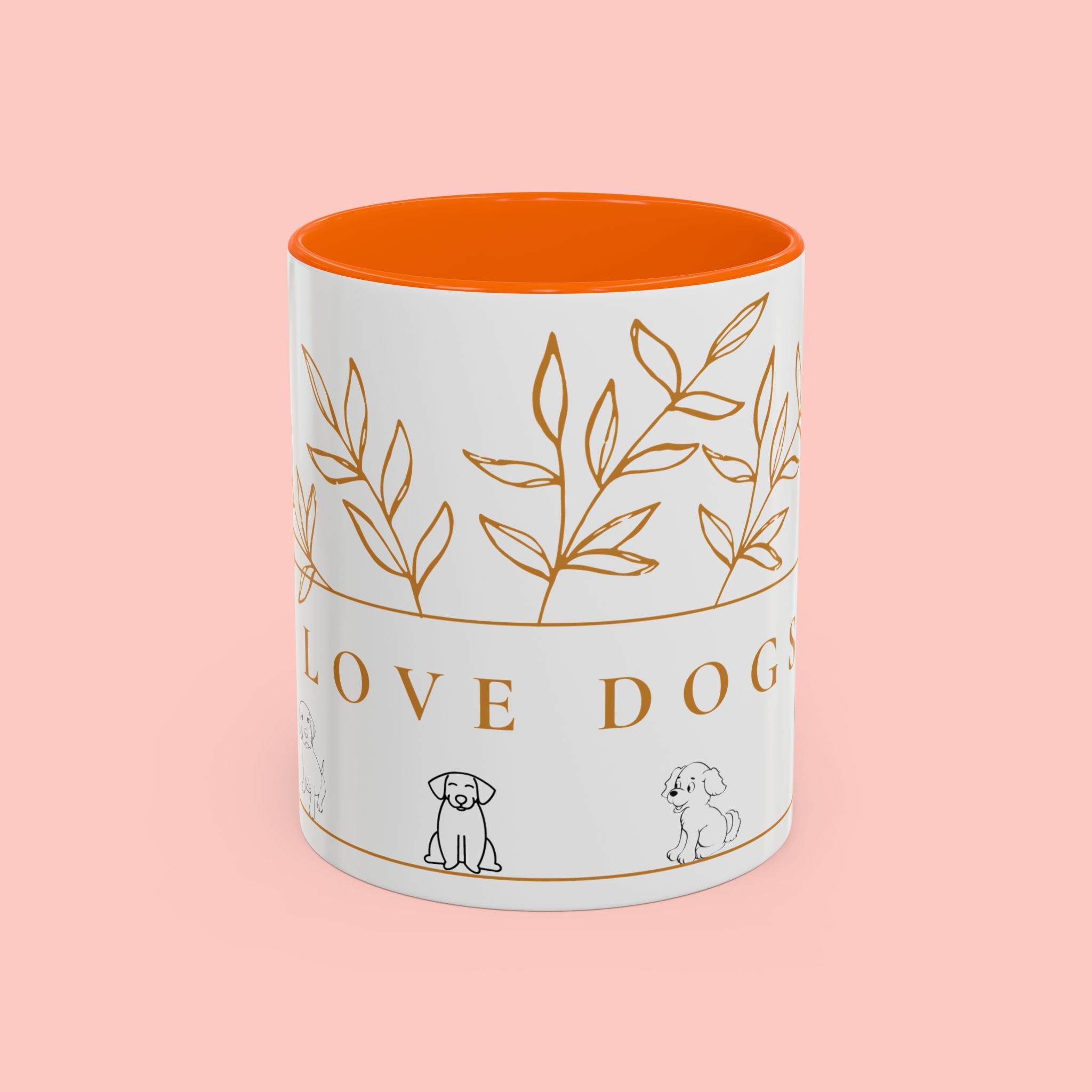 I Love Dogs Accent Coffee Mug — Gold Leaf Dog Lover Ceramic Mug (11oz & 15oz)
