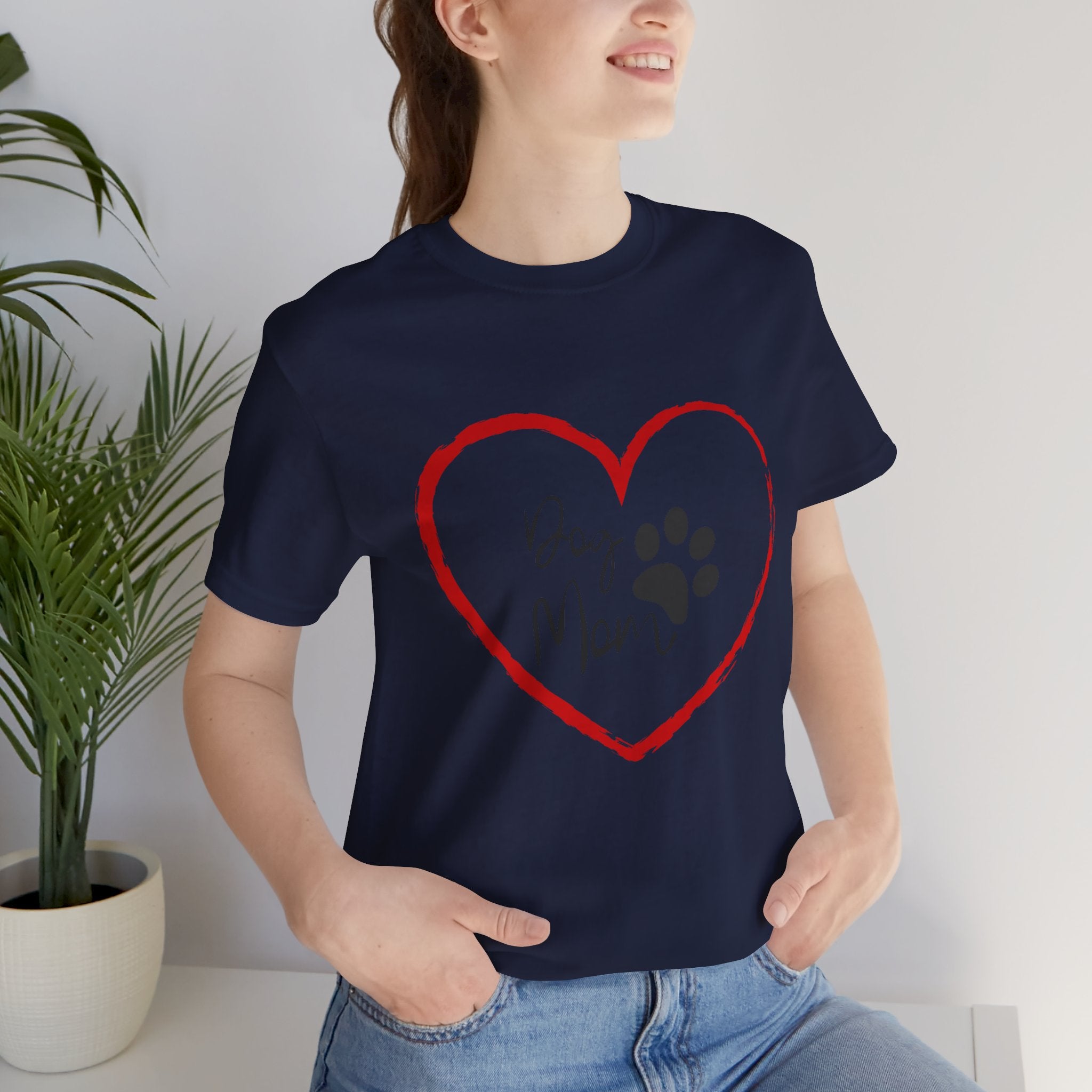 Dog Mom Heart Paw T‑Shirt