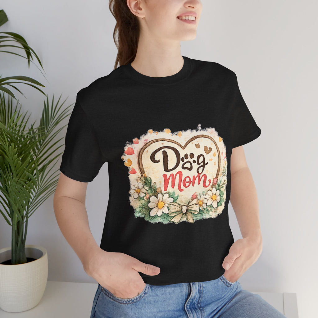 Dog Mom T-Shirt – Floral Heart Paw Design