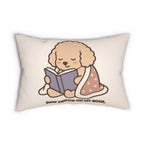 Lumbar Pillow — Cute Reading Puppy Illustration ("Paws, Rested On My Soul")