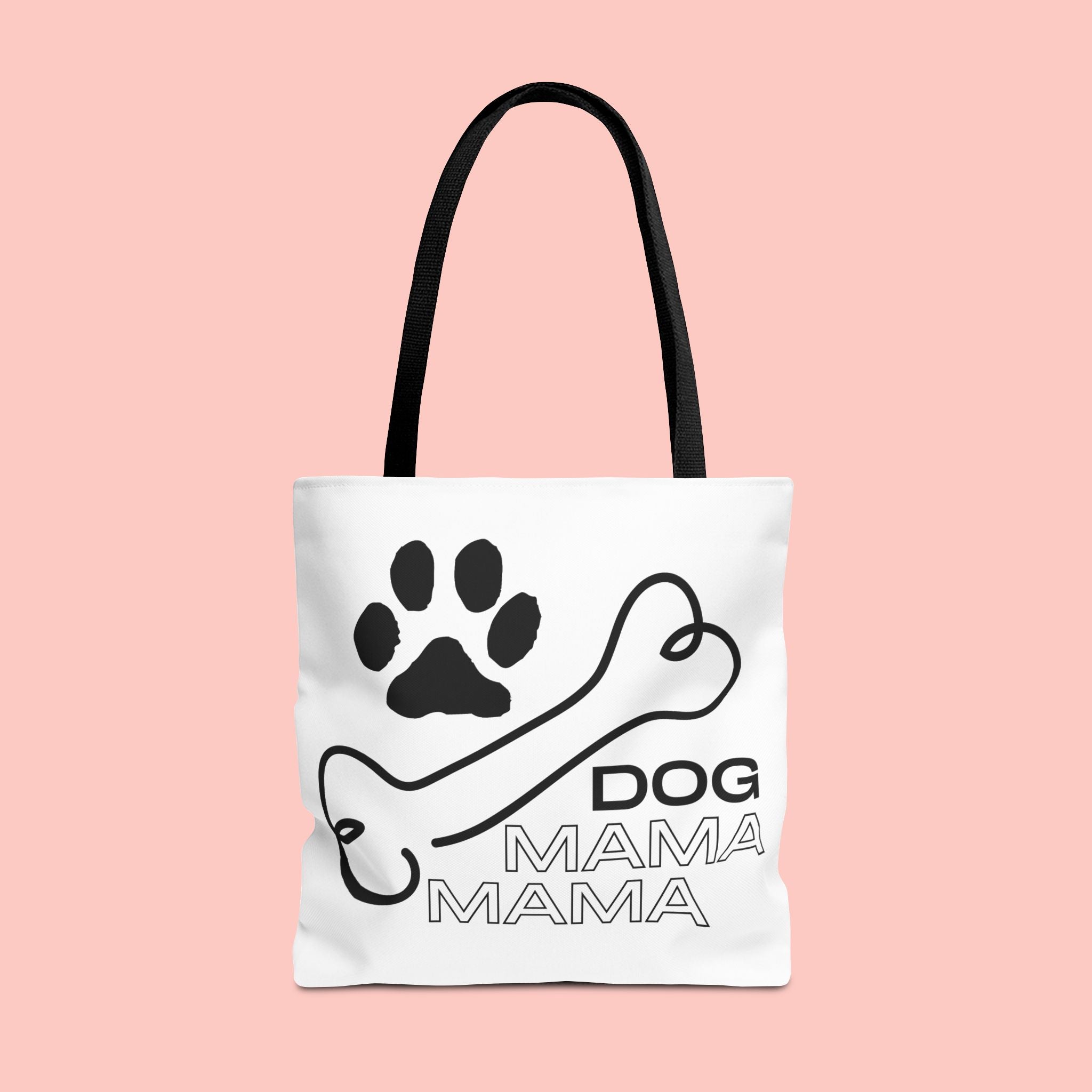 Dog Mama Tote Bag — Paw Print & Bone Graphic Canvas Shopper