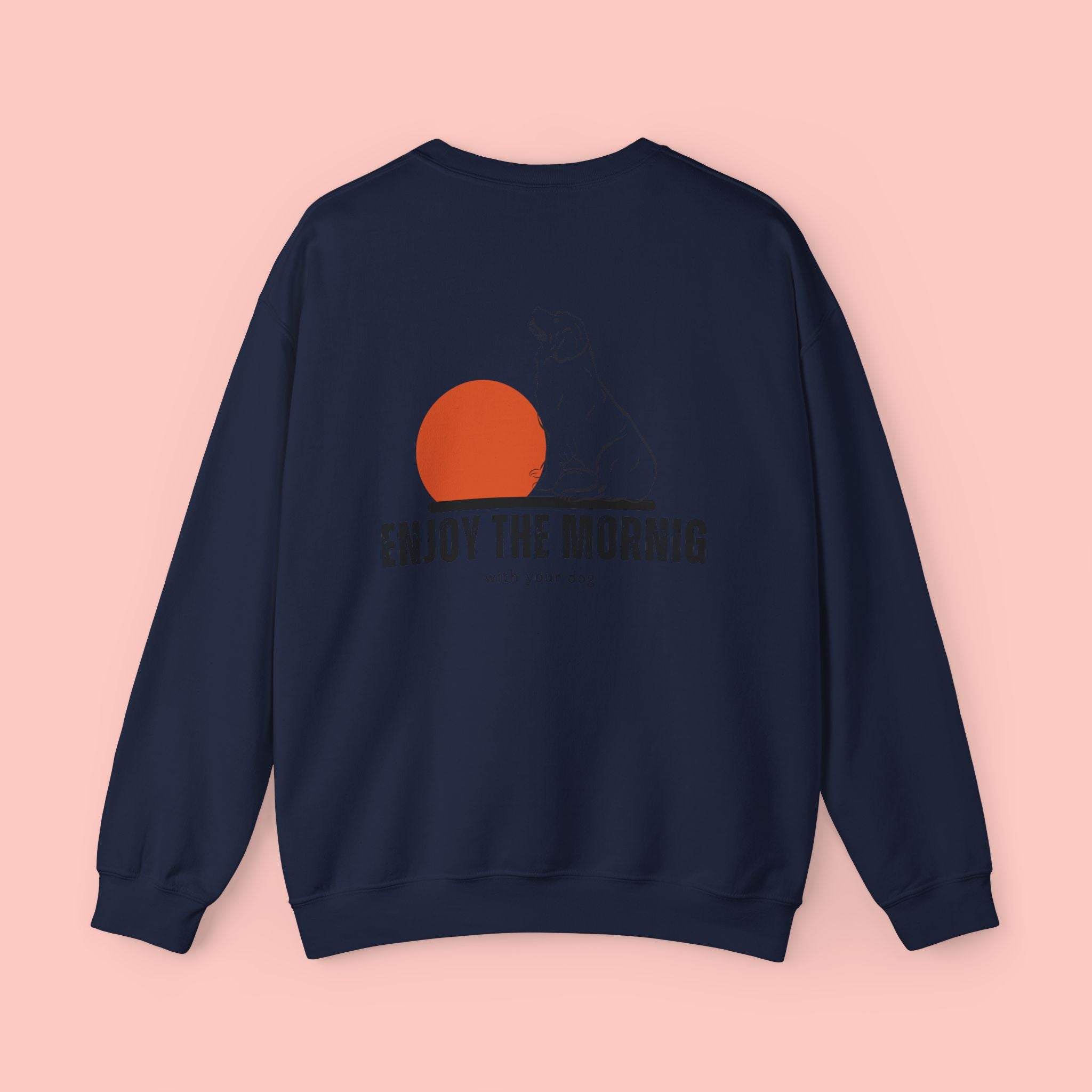 Enjoy the Morning Crewneck Sweatshirt — Dog & Sunrise Graphic
