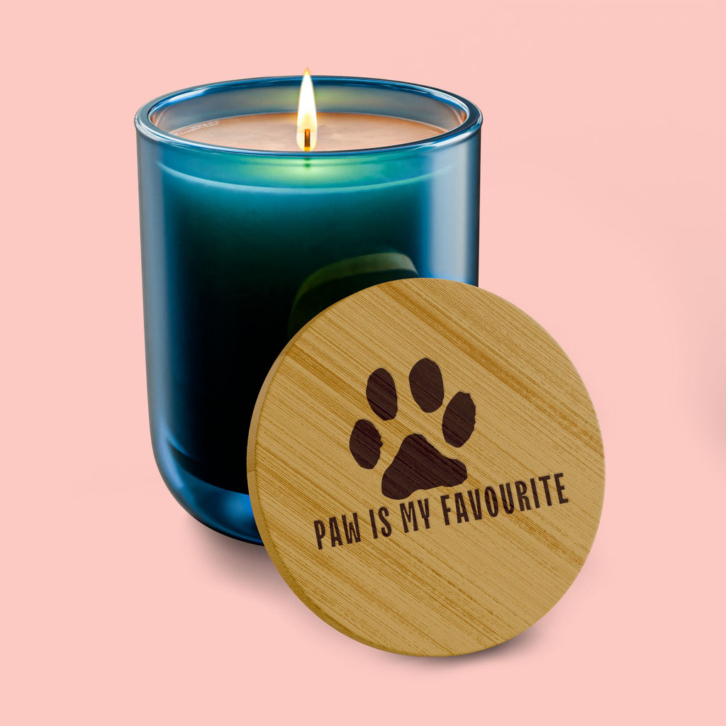 Engraved Soy Candle — "Paws Is My Favourite" Paw Print Scented Candle (14oz)
