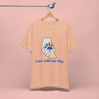 Dog Lover T-Shirt — "Love with my dog." Paw Print Graphic