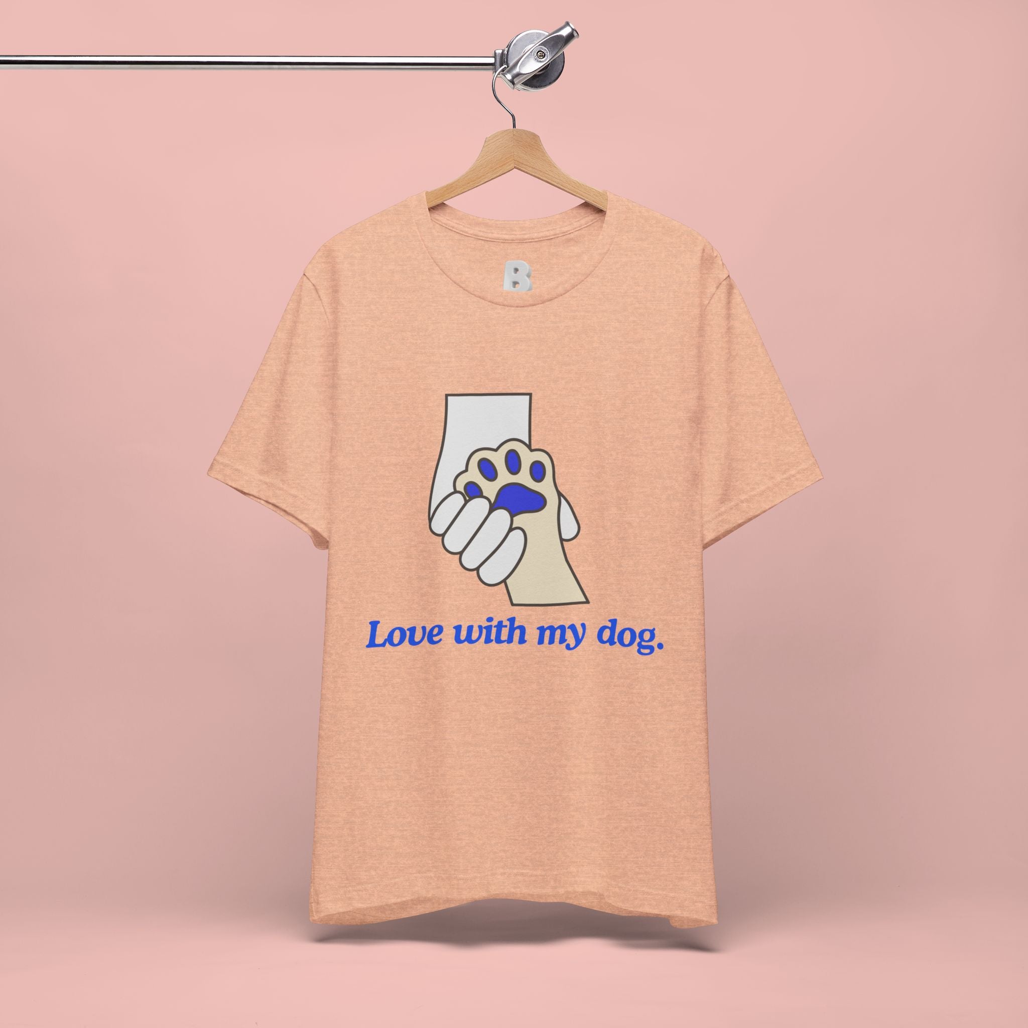 Dog Lover T-Shirt — "Love with my dog." Paw Print Graphic