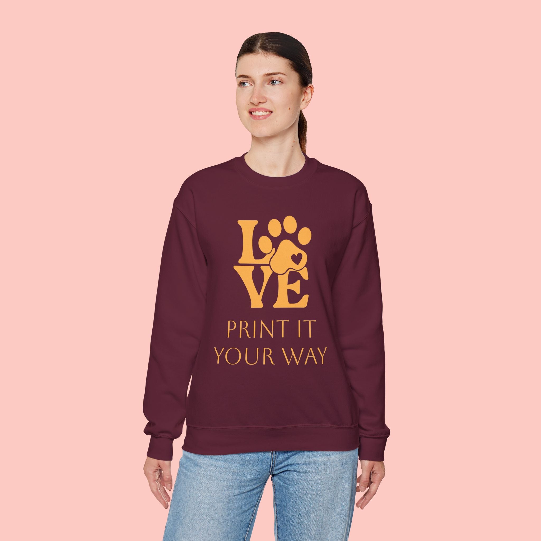 Love Paw Crewneck Sweatshirt — Pet Lover Graphic Sweatshirt