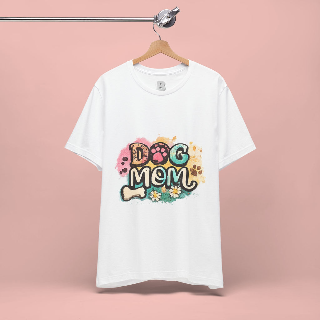 Dog Mom T-Shirt — Colorful Paw Print Graphic Tee for Pet Lovers
