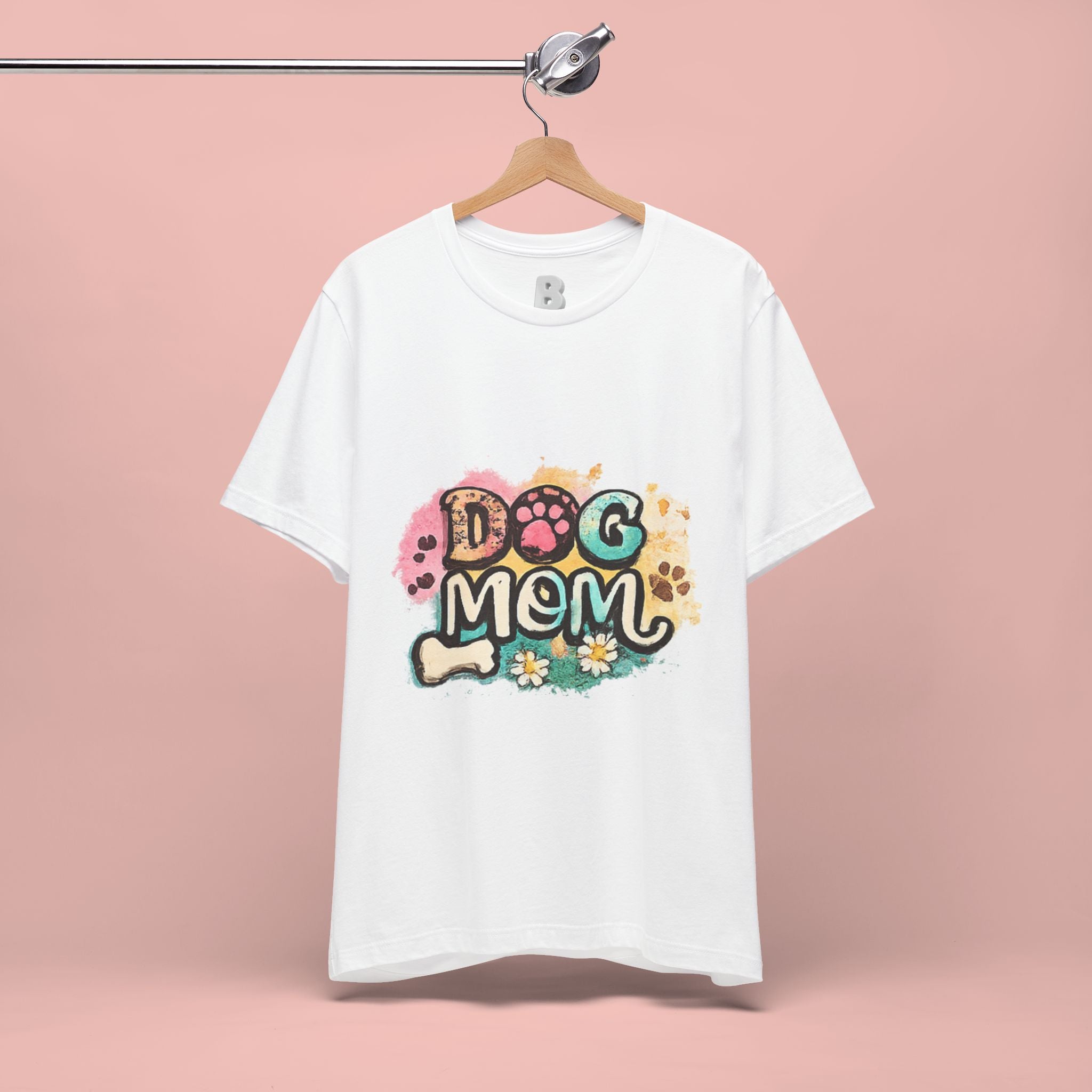 Dog Mom T-Shirt — Colorful Paw Print Graphic Tee for Pet Lovers