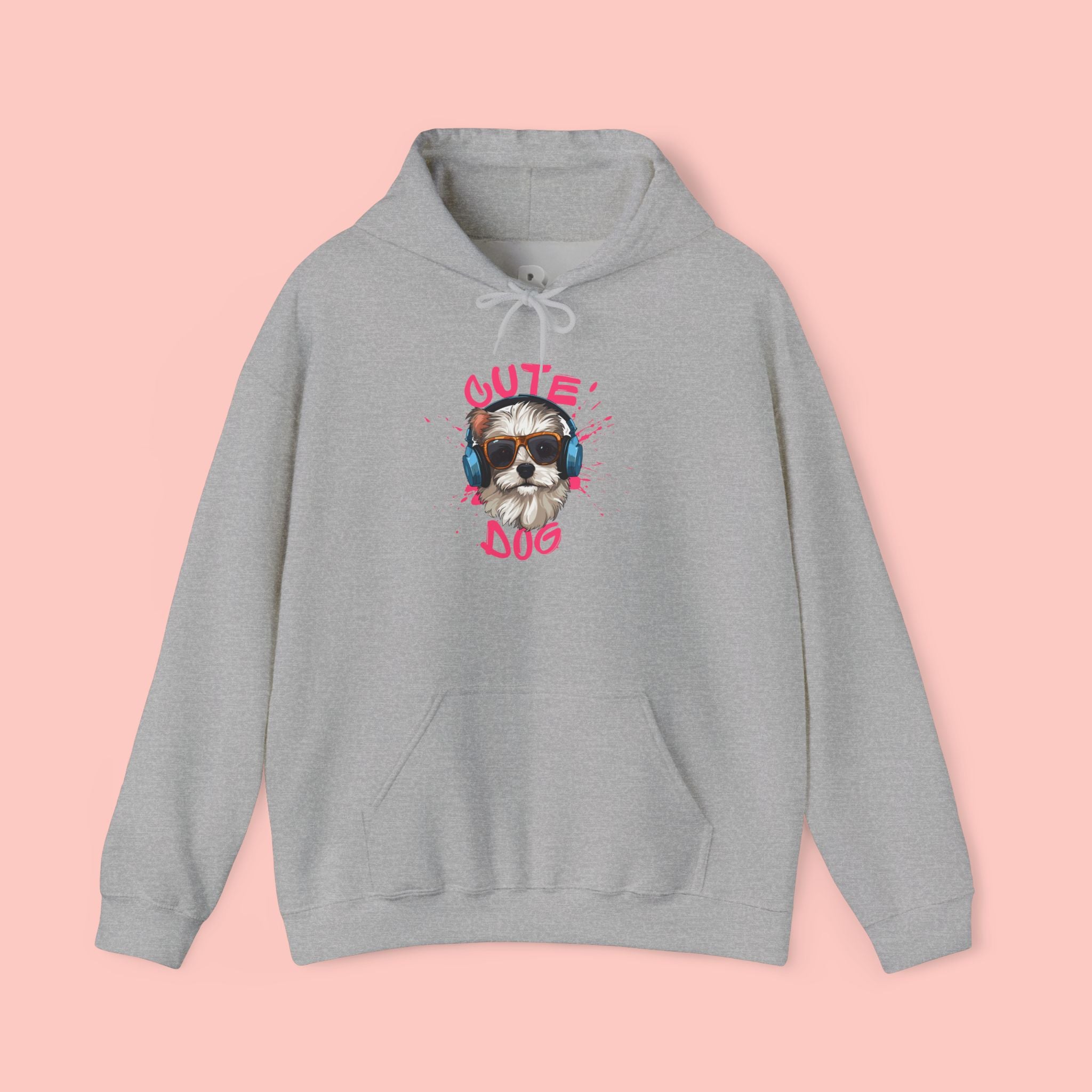 Cute Dog Hoodie with Headphones – 'Cute Dog' Graphic Pet Lover Sweatshirt