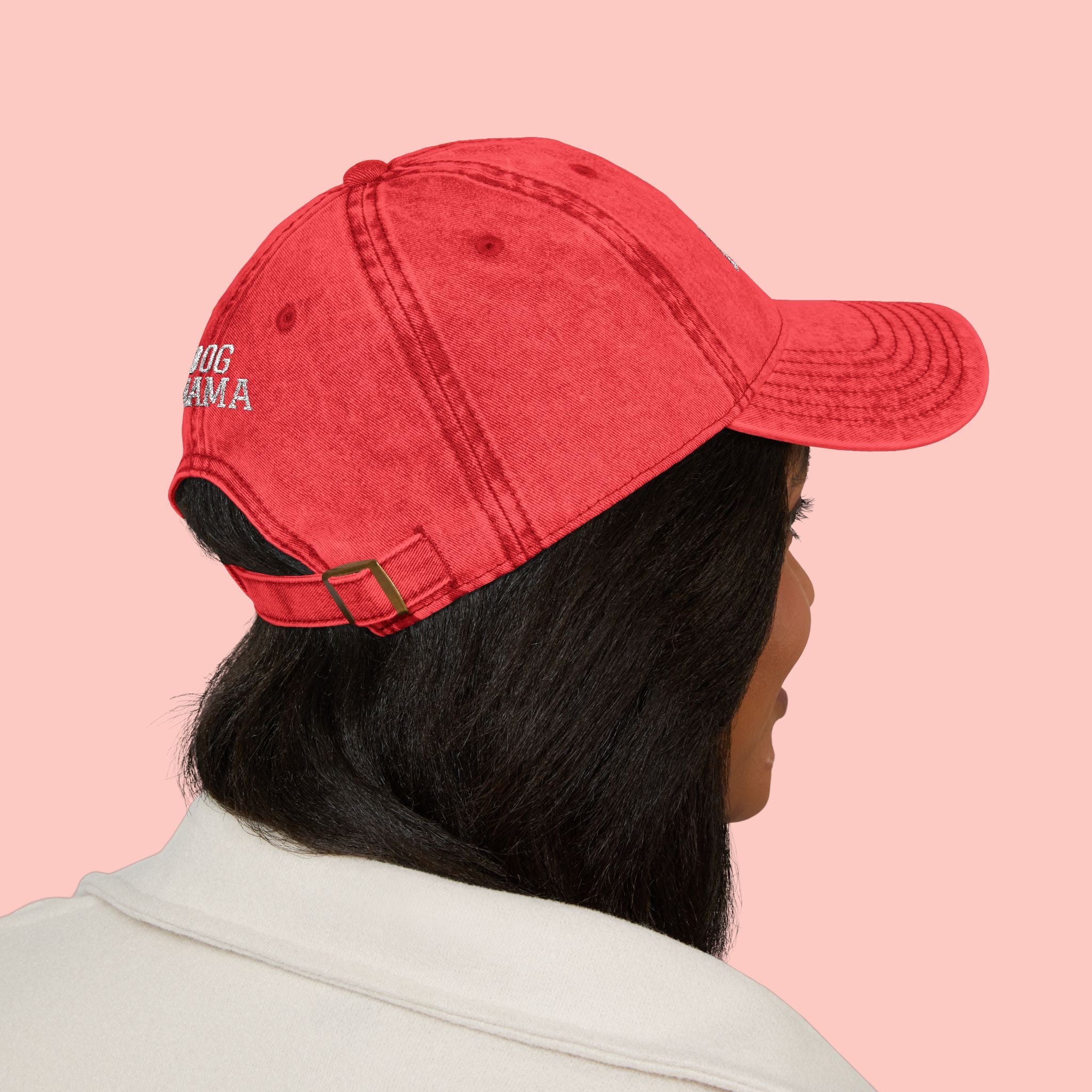 Dog Mama Vintage Embroidered Cap — Washed Baseball Hat for Dog Lovers