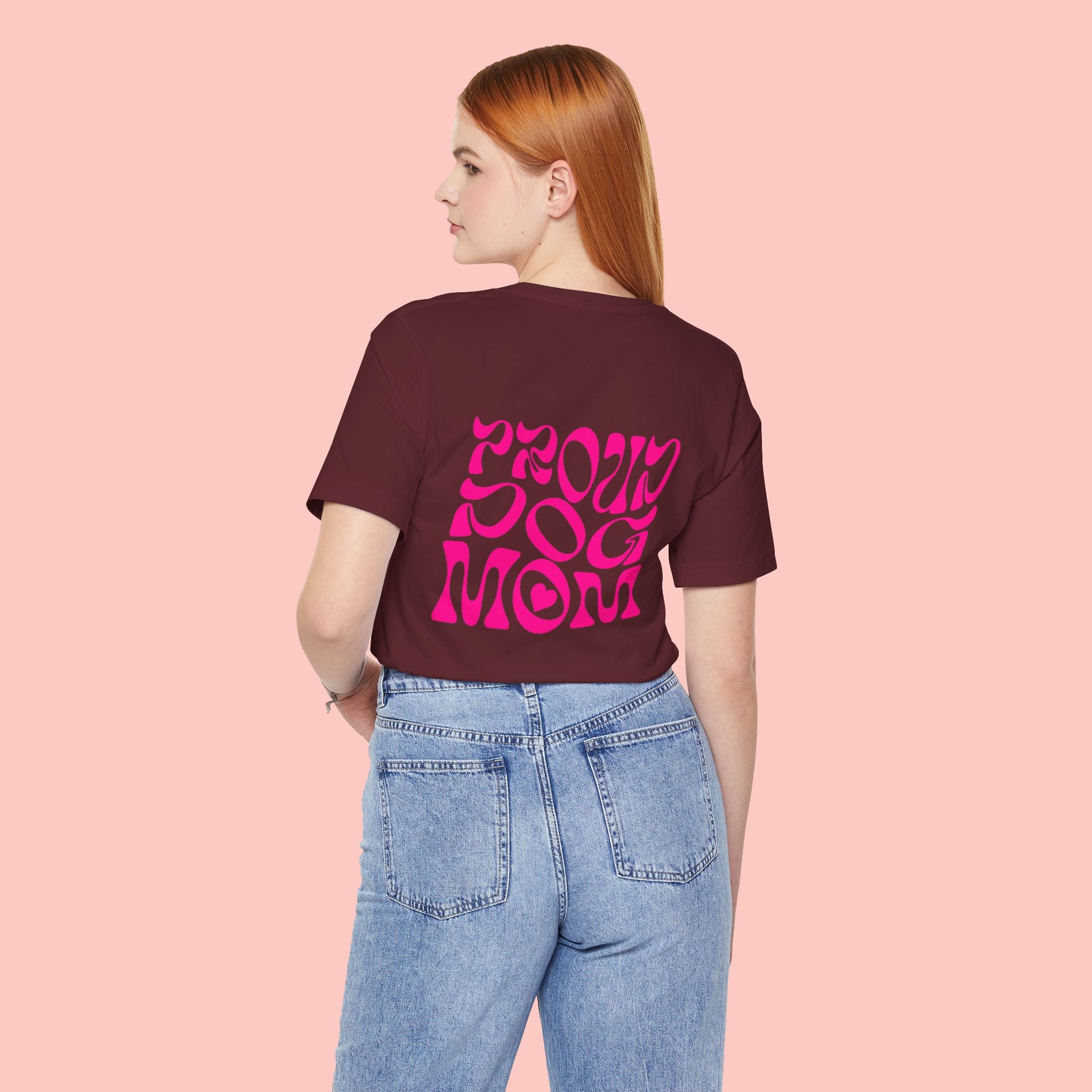 Mom of Dogs T-Shirt — Retro Pink “Proud Dog Mom” Tee