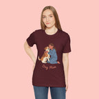 Dog Mom T‑Shirt — Cute Woman Hugging Dog Graphic Tee