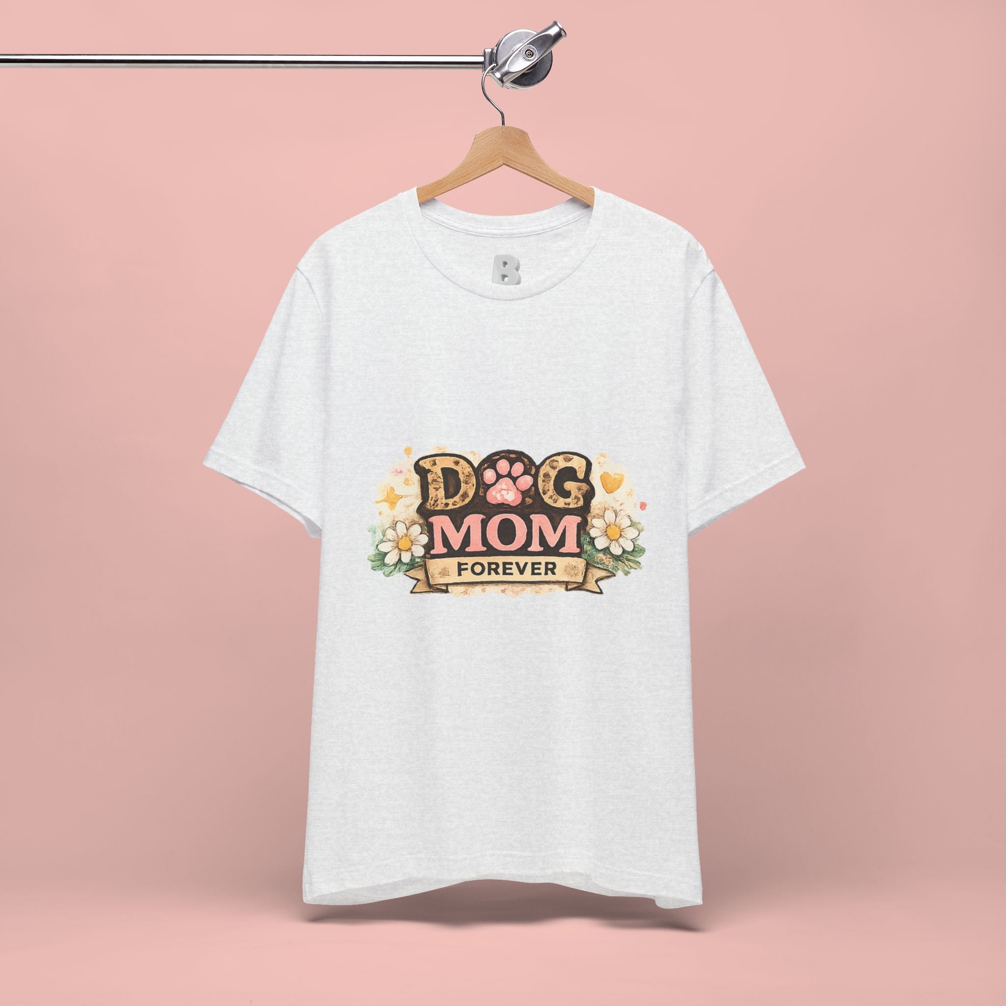 Dog Mom Forever T‑Shirt — Floral Paw Print Tee for Pet Lovers