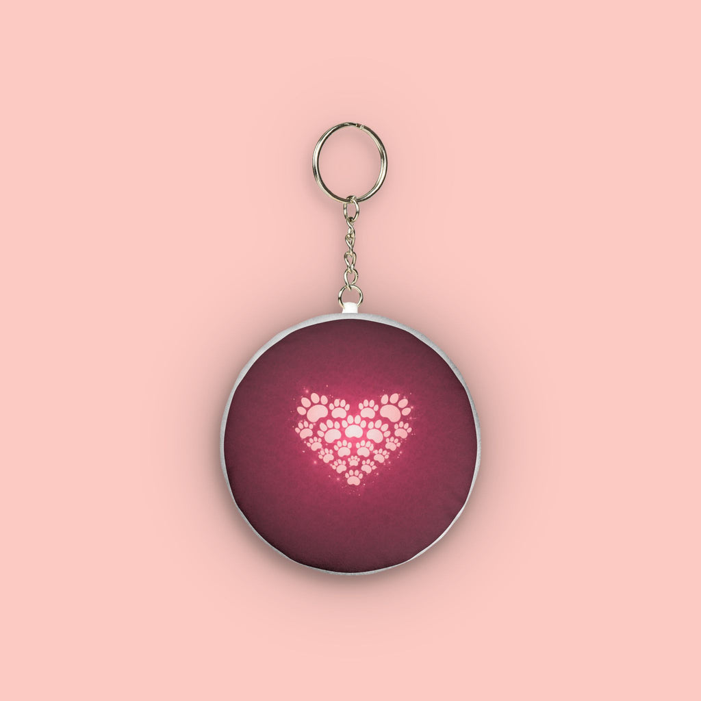 Mini Plush Keychain — Heart Paw Print Custom Shape