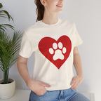 Pet Lover T-Shirt — Red Heart Paw Print Tee