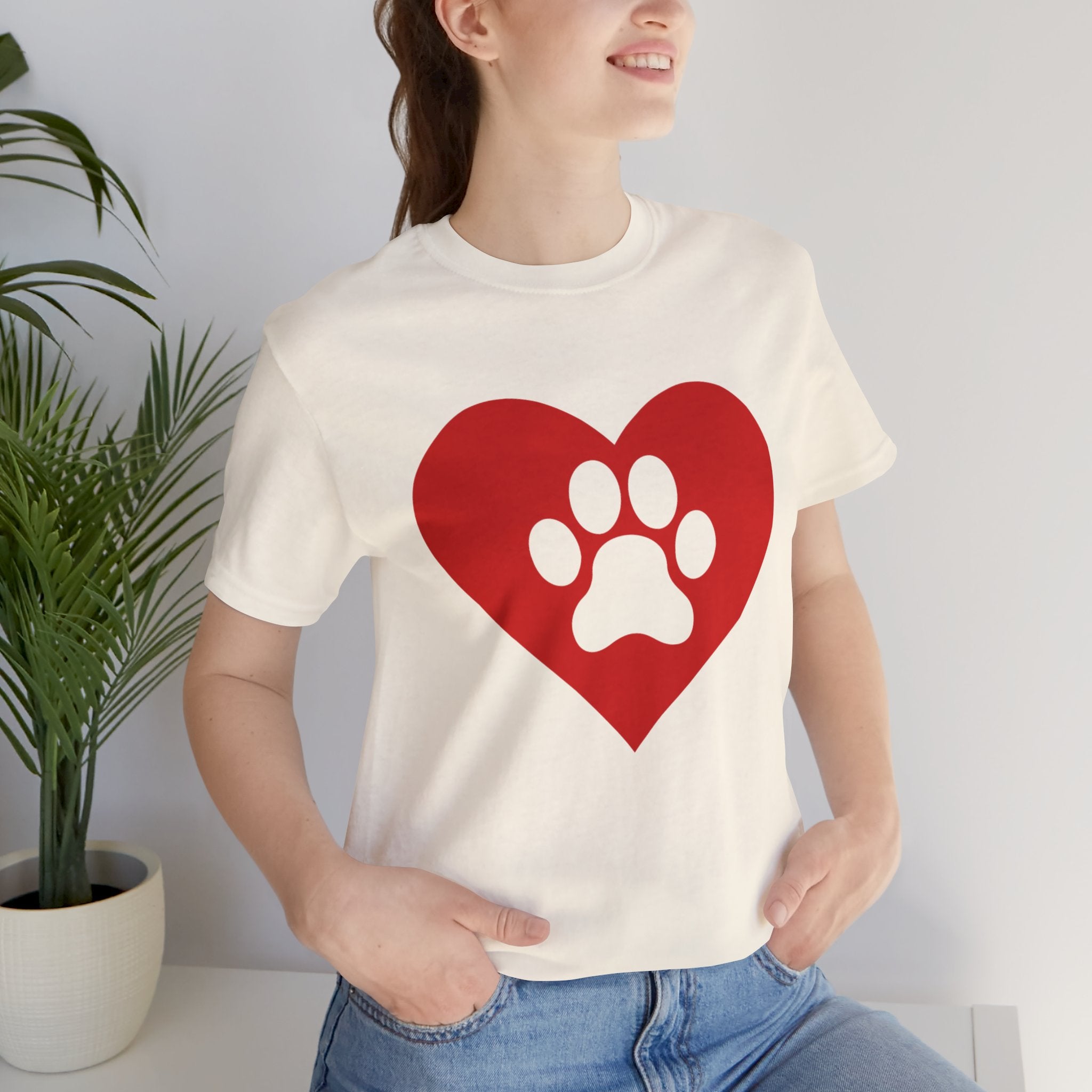 Pet Lover T-Shirt — Red Heart Paw Print Tee