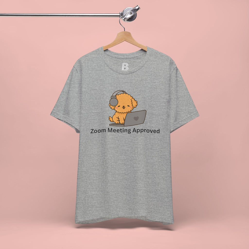 Zoom Meeting Approved Tee — Cute Puppy with Headset Laptop Graphic