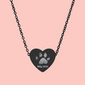 Heart Necklace — Engraved "Dog Mom" Paw Print Pendant