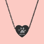 Heart Necklace — Engraved "Dog Mom" Paw Print Pendant