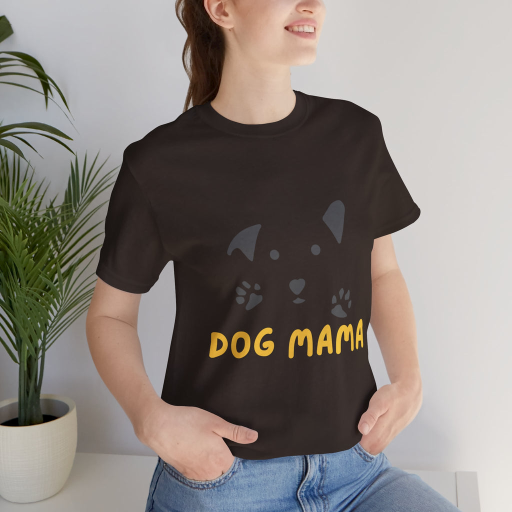 Dog Mama Graphic Tee — Cute Paw Print Dog Face T-Shirt for Dog Lovers