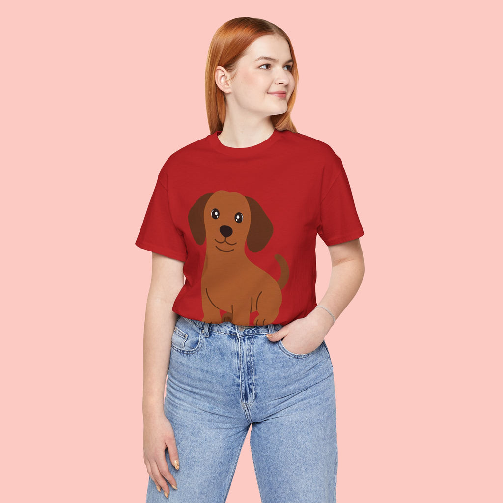 Dachshund Puppy Graphic T-Shirt — Cute Brown Dog Tee