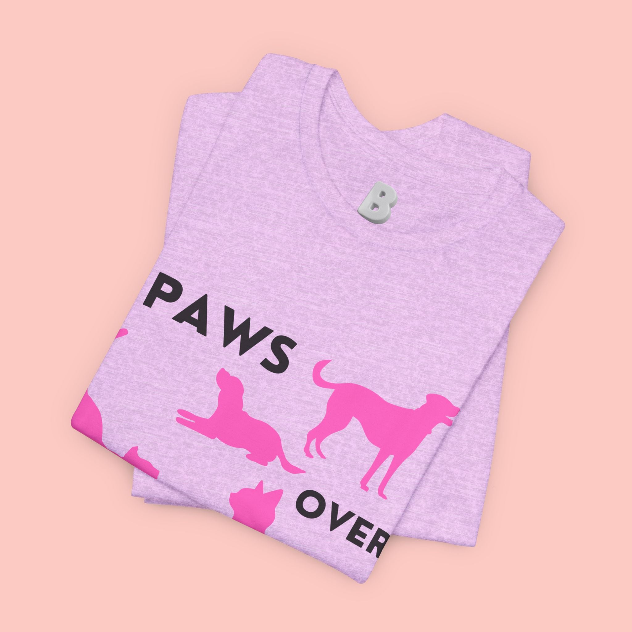 Paws Over People Tee — Pink Cats & Dogs Graphic T-Shirt