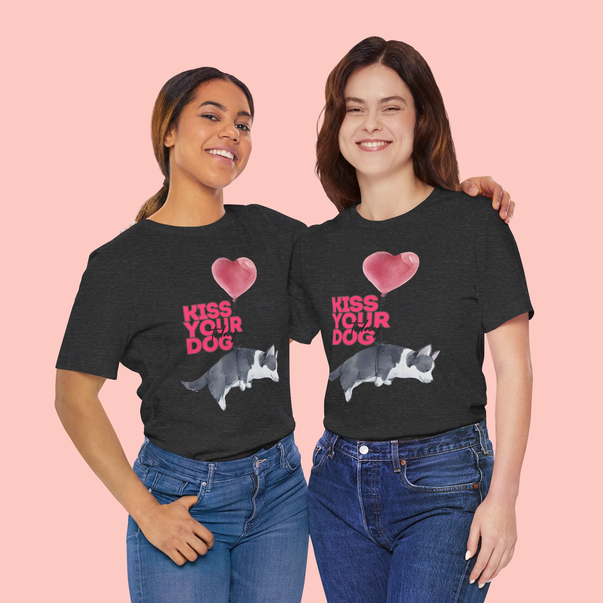 Kiss Your Dog T-Shirt — Cute Corgi with Heart Balloon Pet Lover Tee