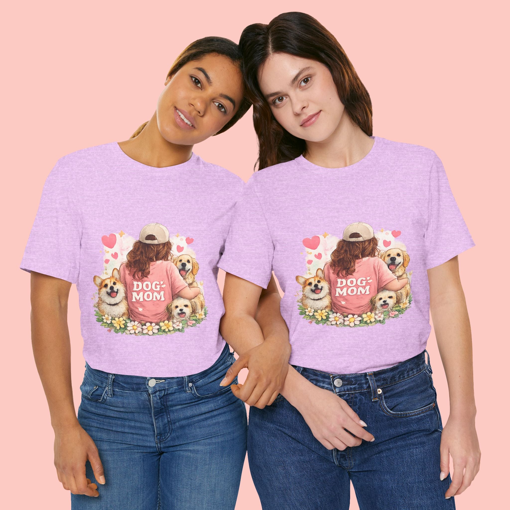 Dog Mom T-Shirt - Cute Woman with Dogs Graphic Tee