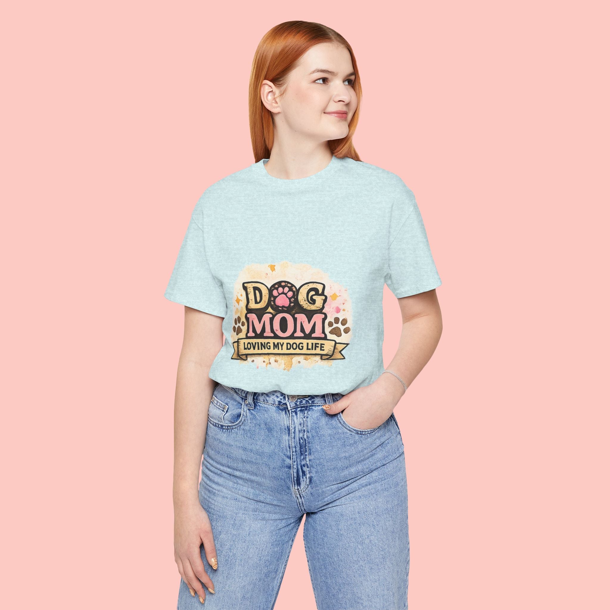 Dog Mom T-Shirt – "Loving My Dog Life" Cute Paw Print Tee for Pet Moms