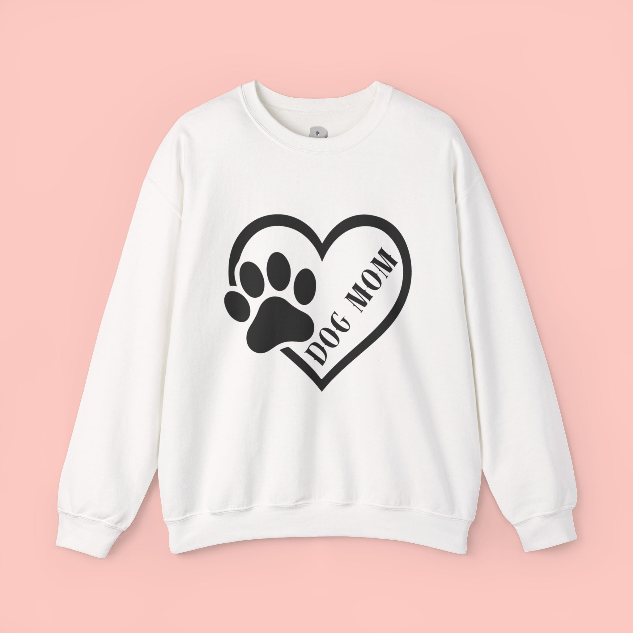 Dog Mom Heart Paw Sweatshirt — Women's Crewneck for Pet Lovers