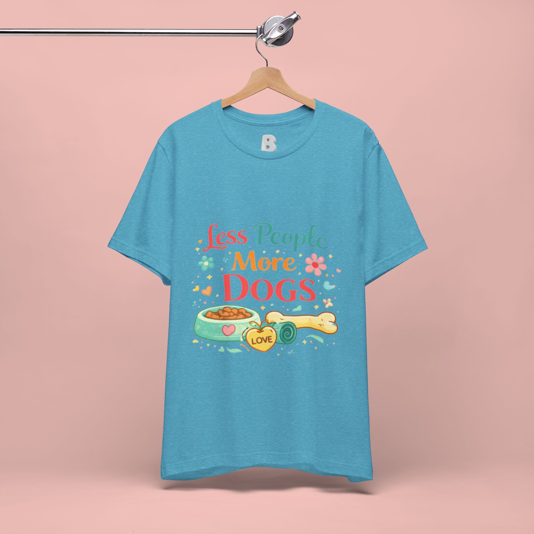 Less People More Dogs T-Shirt – Cute Dog Bowl & Bone Graphic Tee
