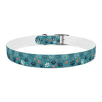 Paw Print Dog Collar — Teal Patterned Pet Collar for Small & Medium Dogs