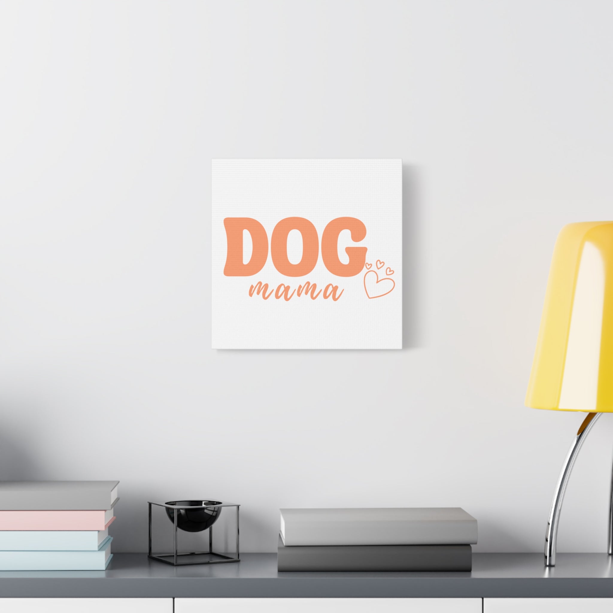 Dog Mama Matte Canvas Wall Art – Peach Script Pet Lover Decor