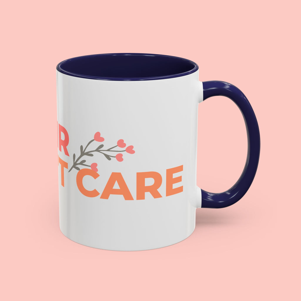 Accent Coffee Mug - "Growing Hair I Don't Care" Floral Script Coffee Mug