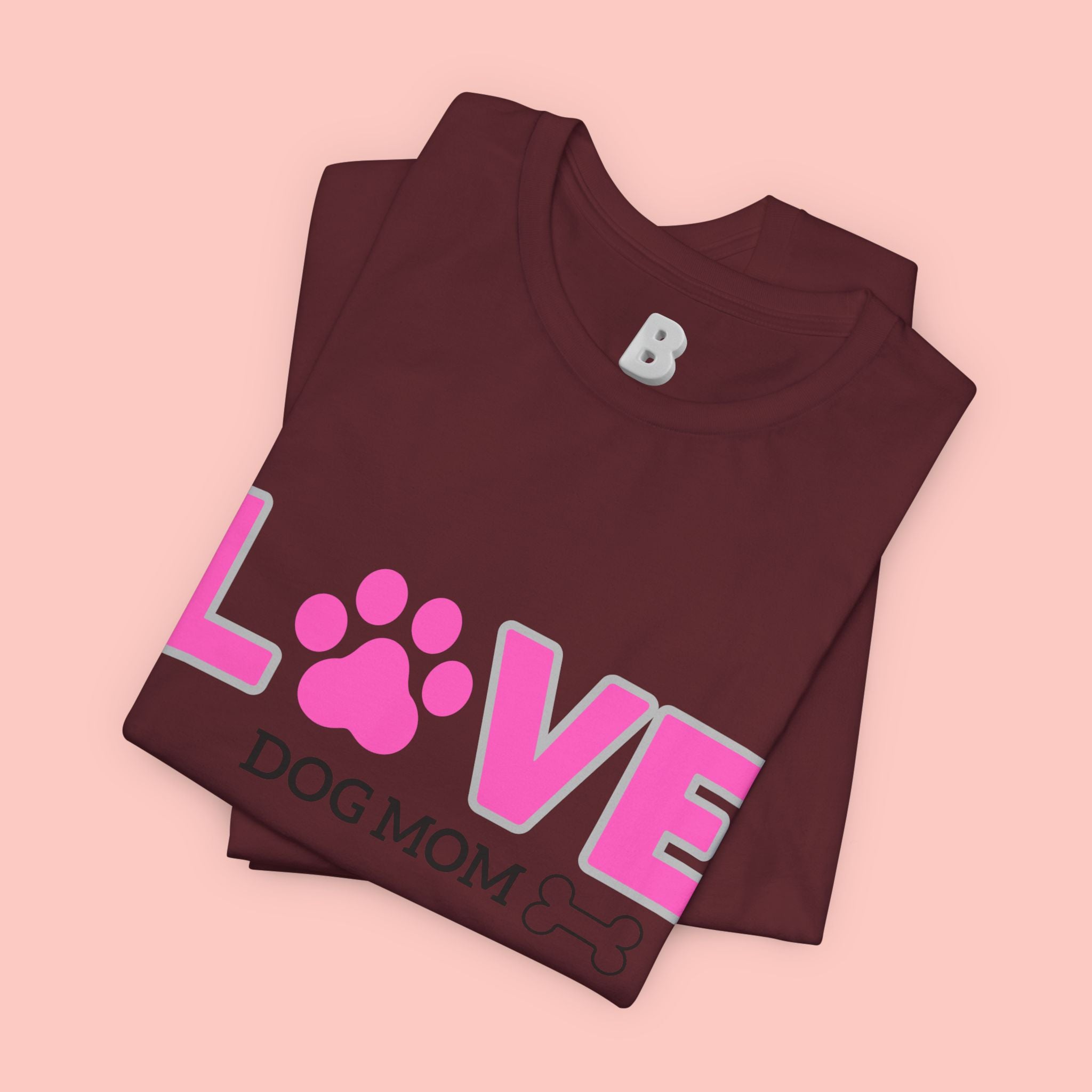 Love Dog Mom T-Shirt — Pink Paw Graphic Tee