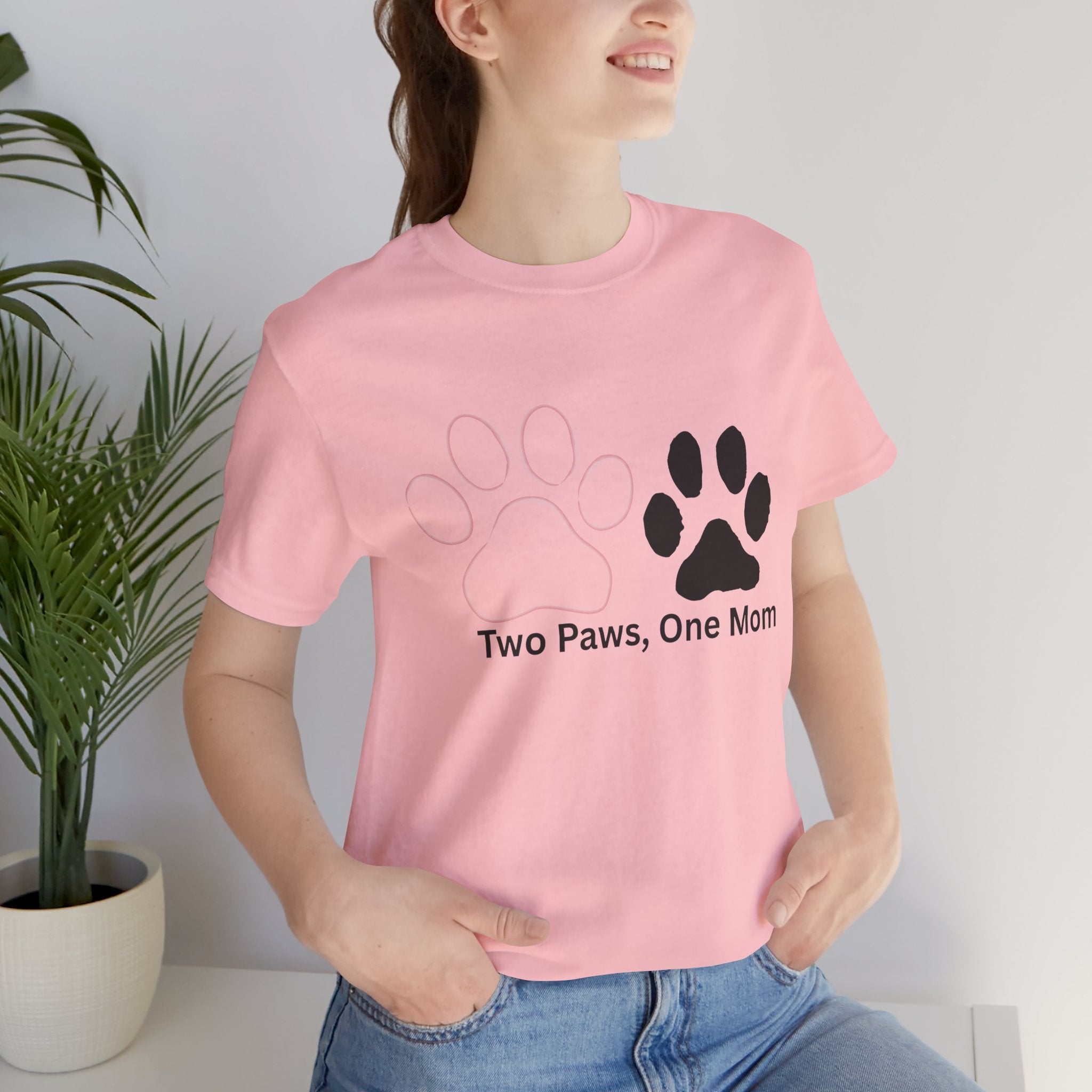 Two Paws, One Mom T-Shirt – Cute Dog Mom Paw Print Tee