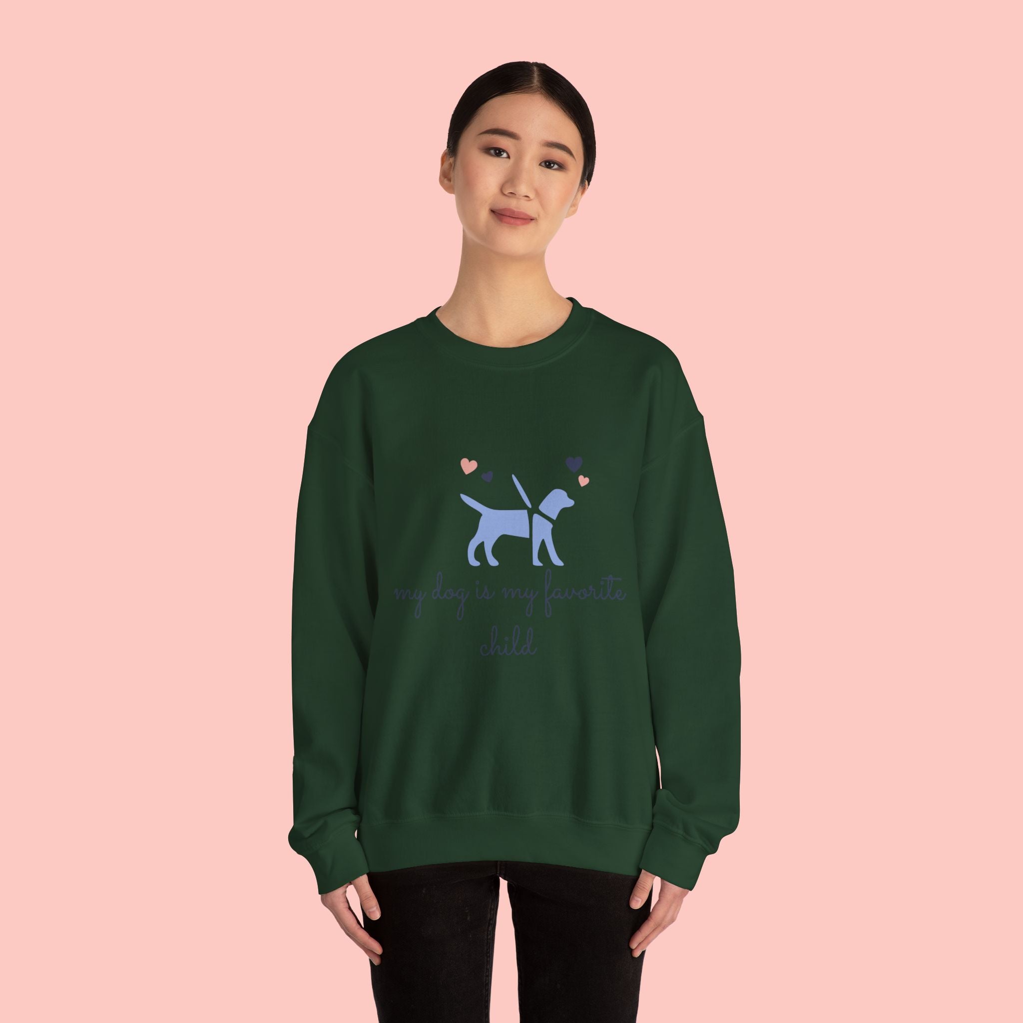 Dog Lover Crewneck Sweatshirt - "My Dog Is My Favorite Child" Graphic