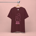 Dog Mom T‑Shirt – Minimal Pink Line Art Dog Tee