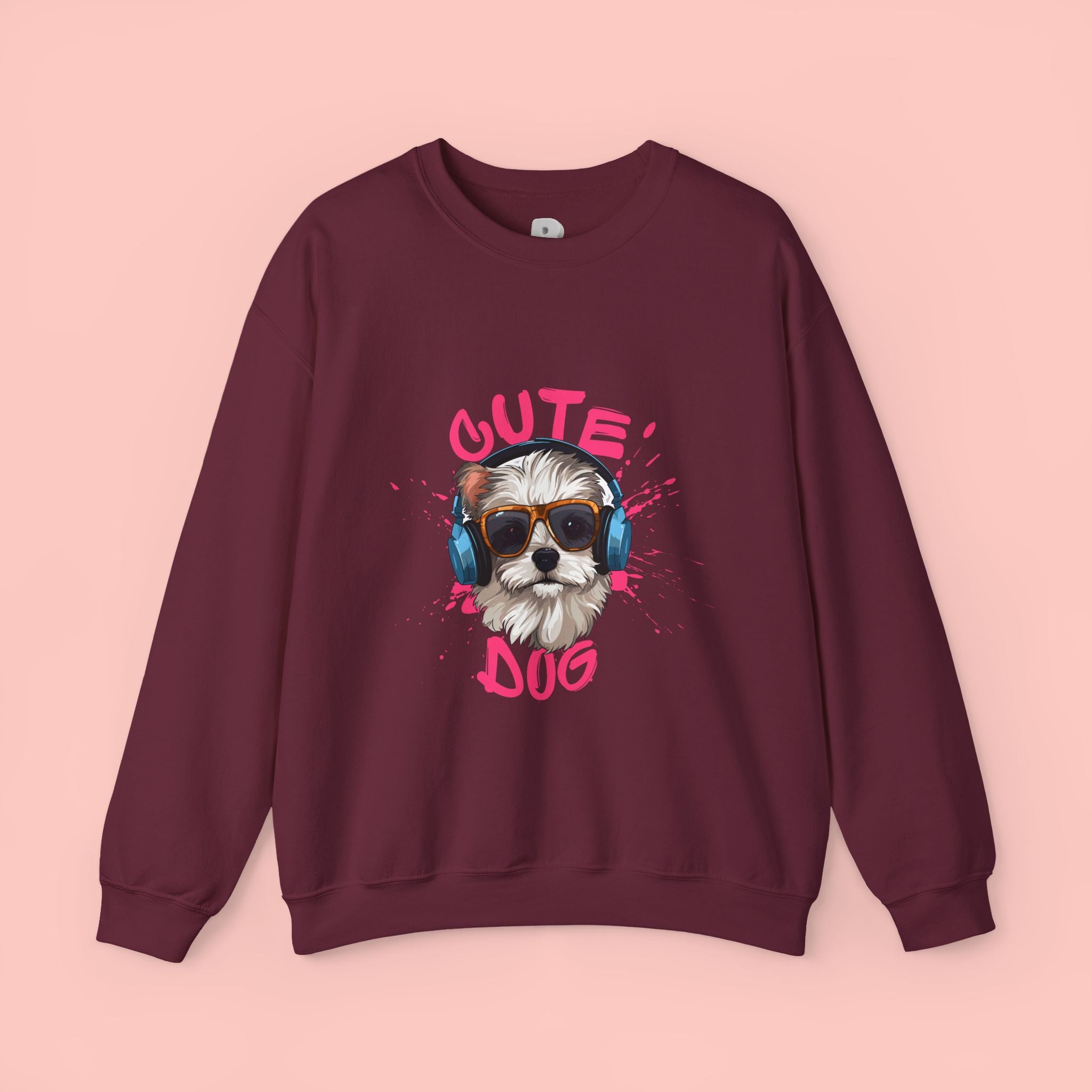 Cute Dog Sweatshirt — Cool Pup with Headphones Graphic Crewneck