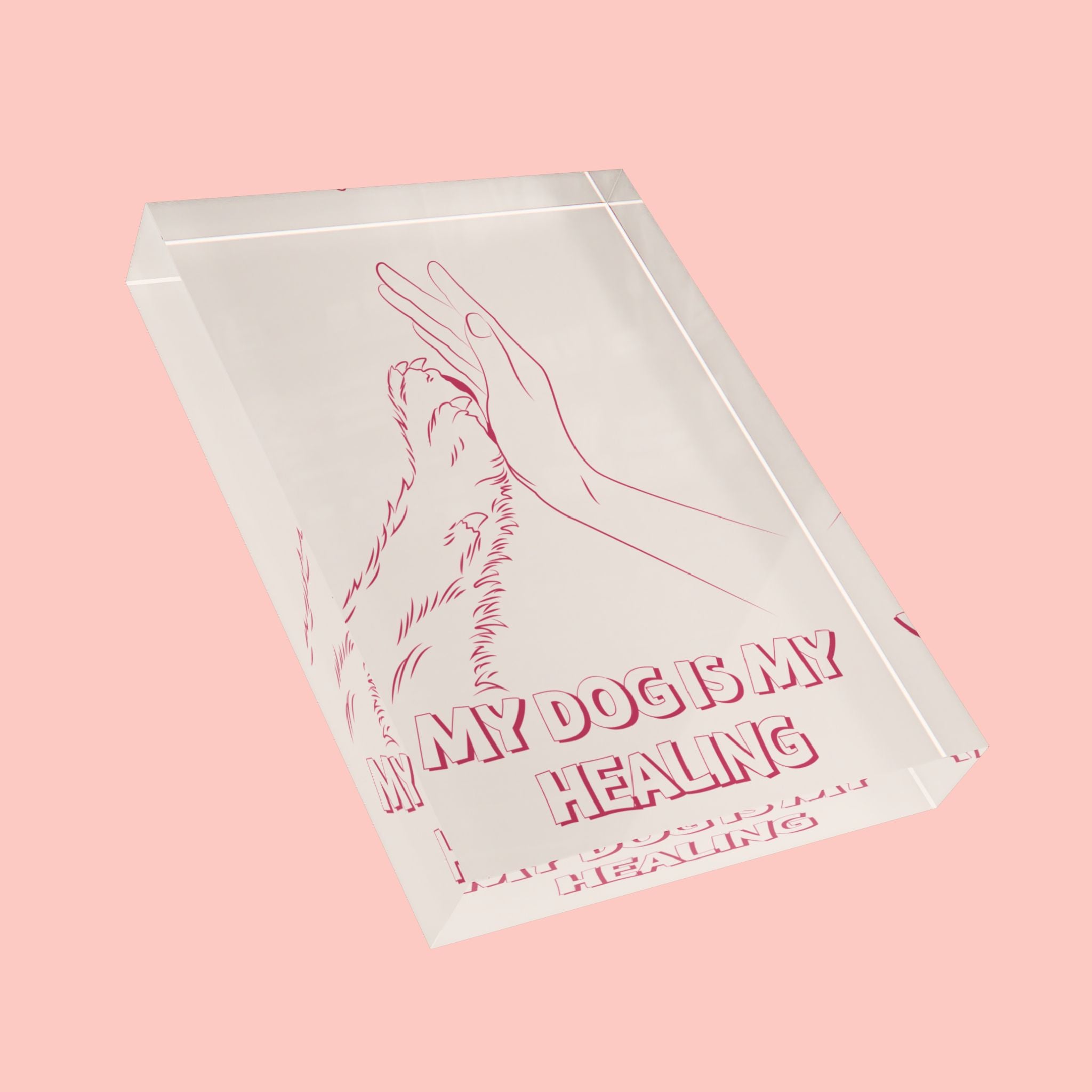 Dog Mama Photo Block – Pink Paw Heart Desk Plaque Gift for Dog Lovers