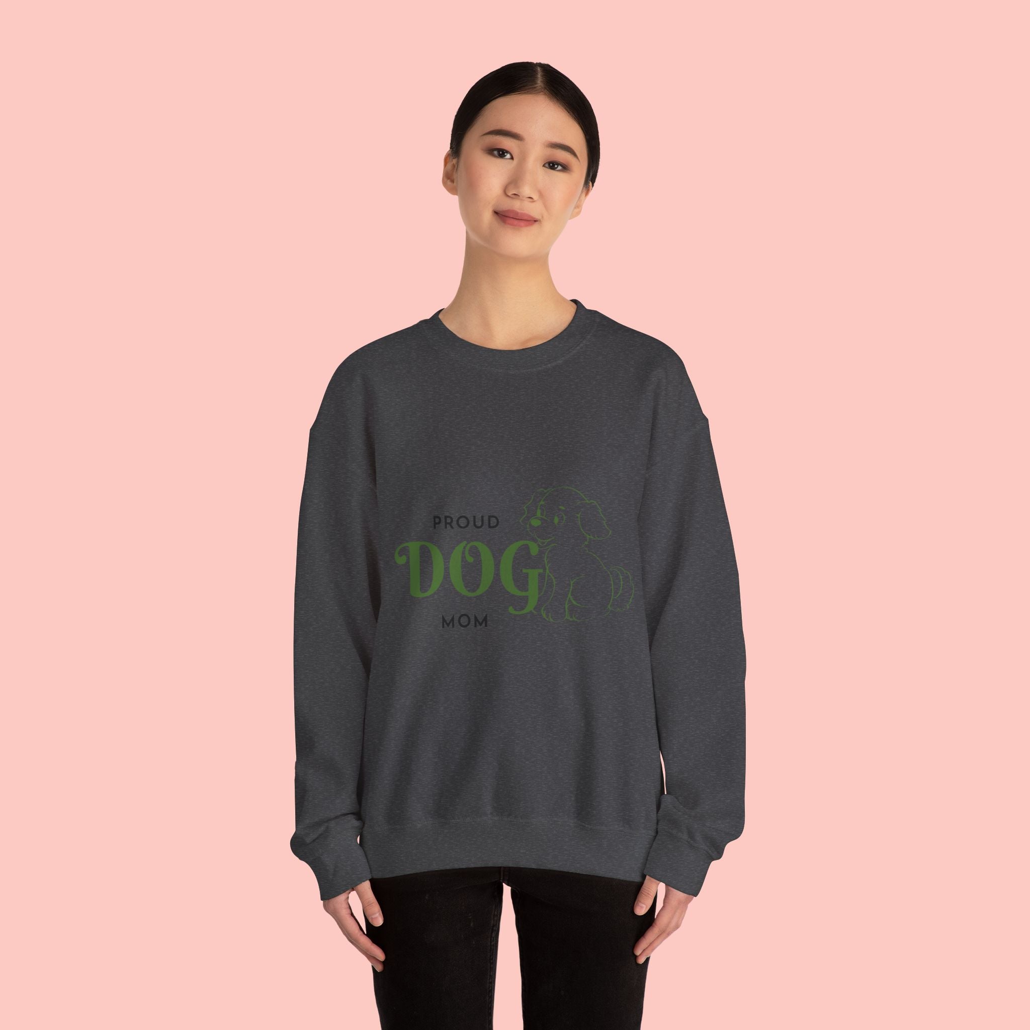 Proud Dog Mom Sweatshirt – Cute Dog Outline Crewneck for Pet Lovers