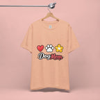 Dog Mom T-Shirt – Heart, Paw & Flower Graphic Tee