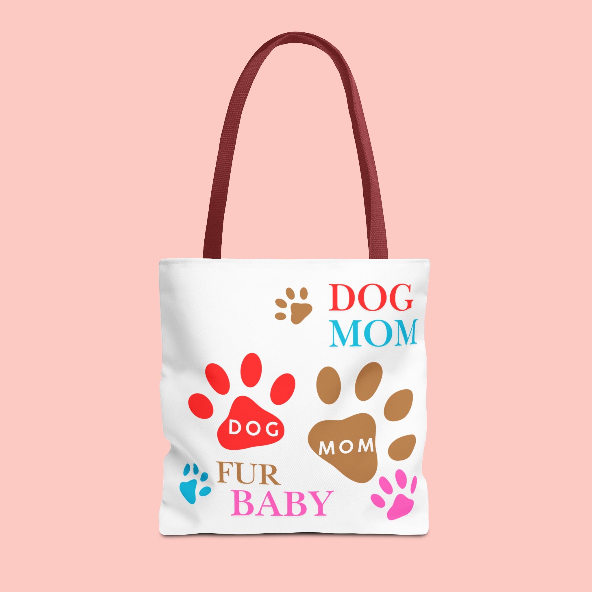 Dog Mom Tote Bag – "Fur Baby" Paw Print AOP Tote