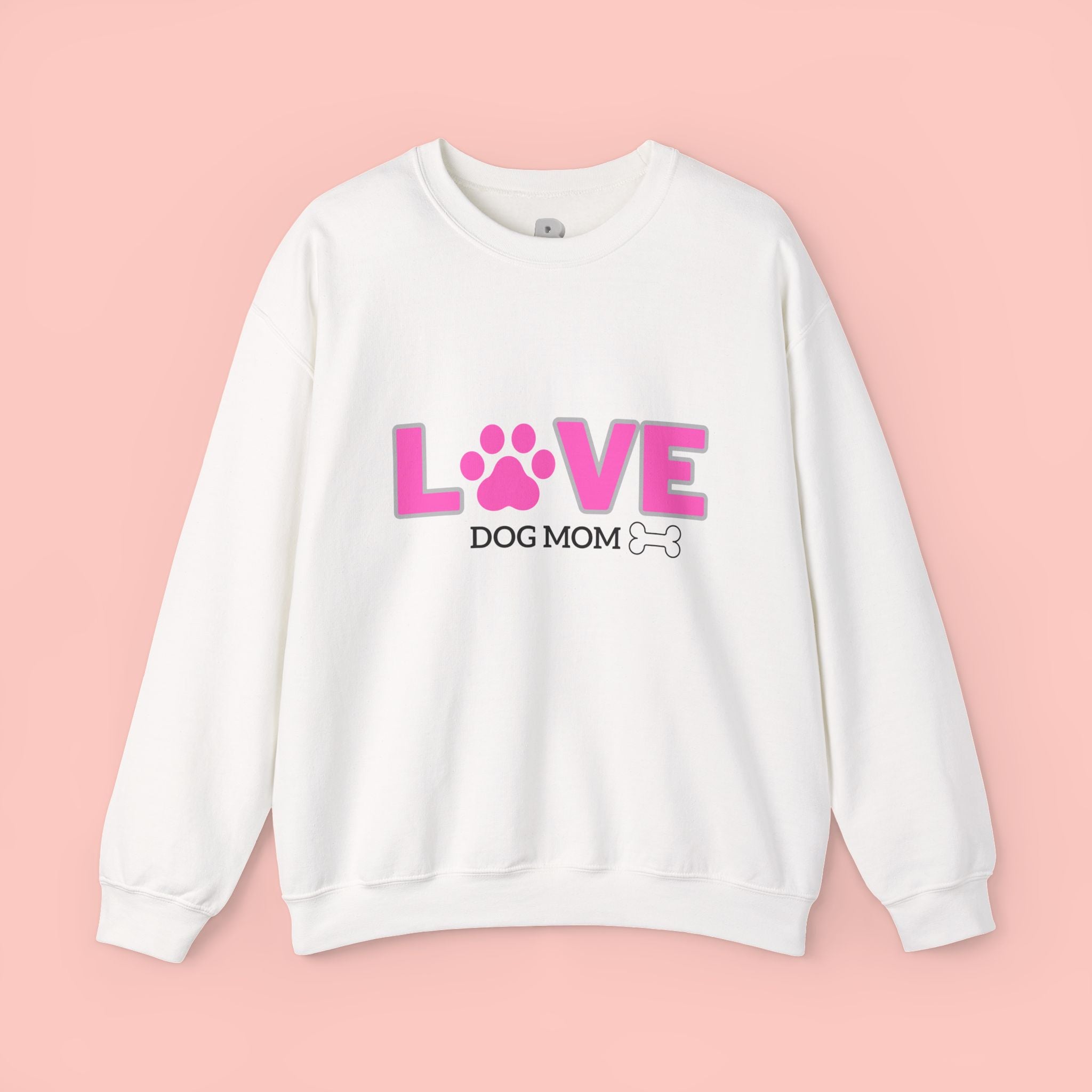 Dog Mom Love Crewneck Sweatshirt — Pink Paw Graphic