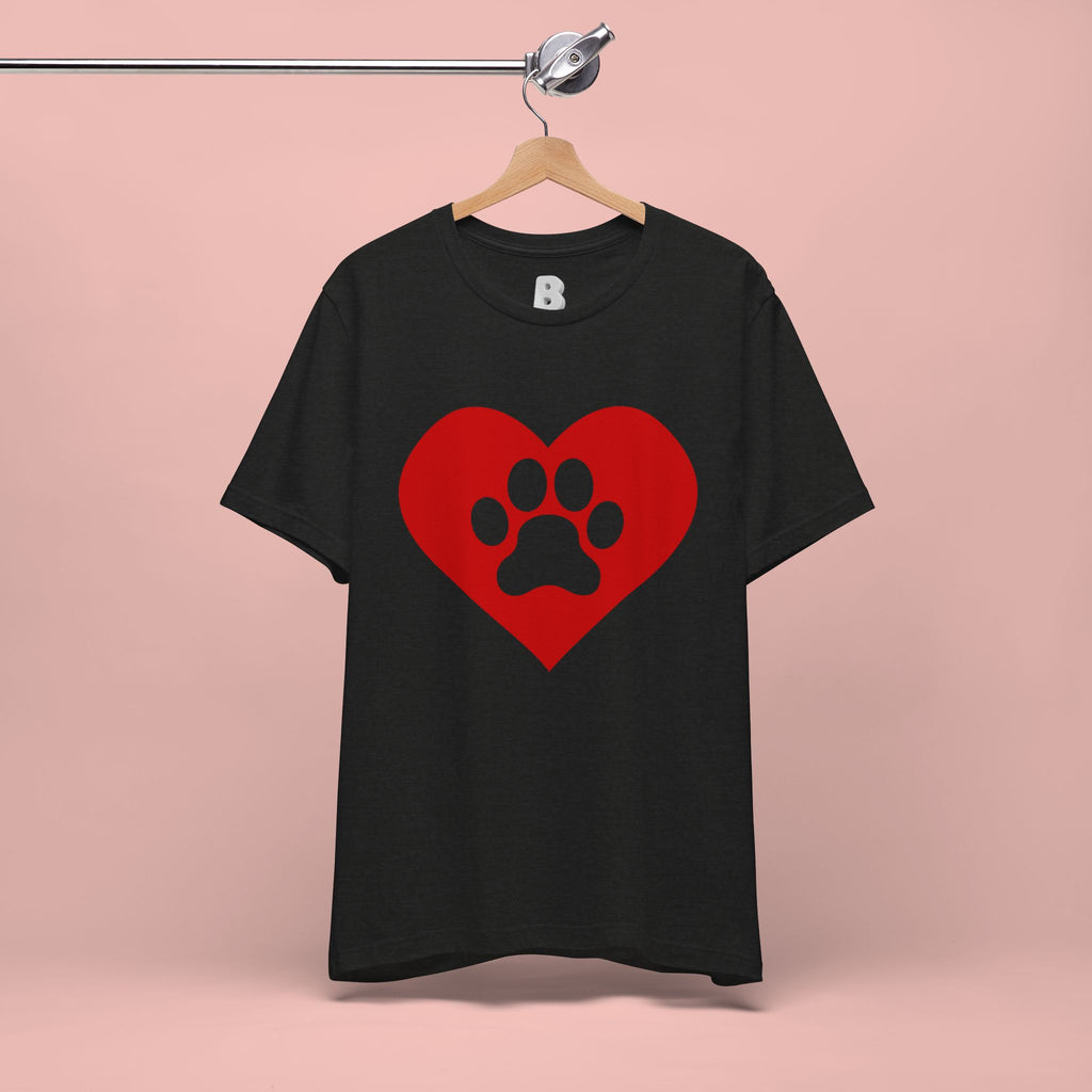 Pet Lover T-Shirt — Red Heart Paw Print Tee