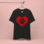 Pet Lover T-Shirt — Red Heart Paw Print Tee
