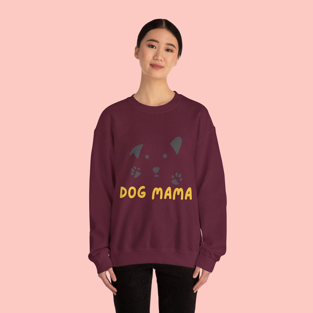 Dog Mama Crewneck Sweatshirt – Cute Paw Print & Puppy Graphic